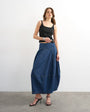 Topshop denim seamed barrel maxi skirt in rich blue