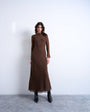 Topshop slash neck chiffon maxi dress in chocolate