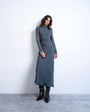 Topshop slash neck chiffon maxi dress in petrol