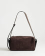Topshop Sabrina medium suedette shoulder bag with pockets in chocolate