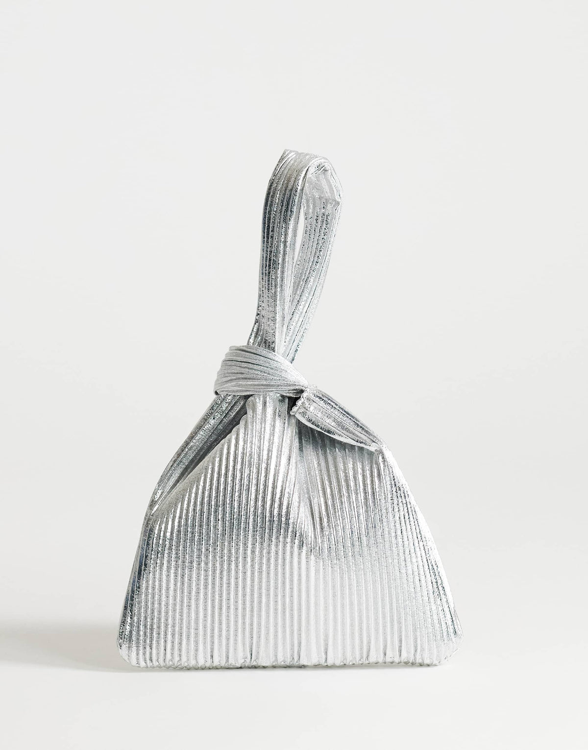 Topshop Gwyn ribbed grab bag in silver