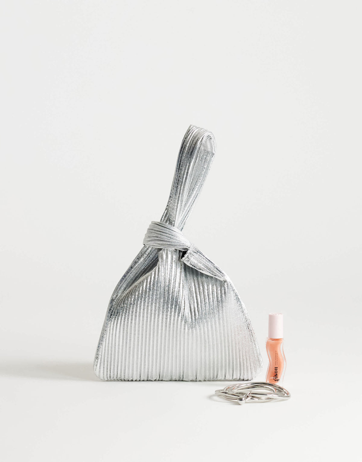 Topshop Gwyn ribbed grab bag in silver