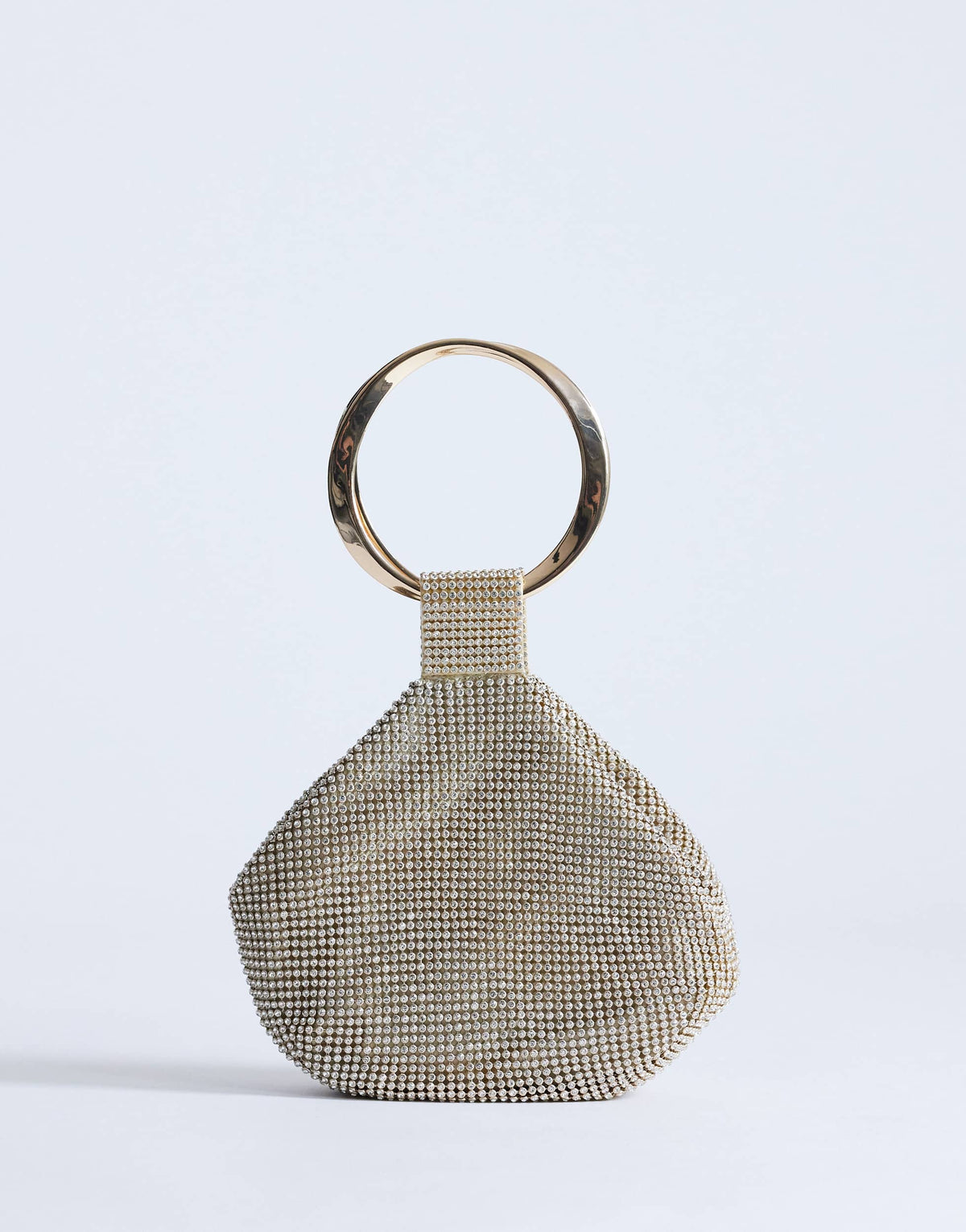 Topshop Cherry small metal handle grab bag in gold diamante