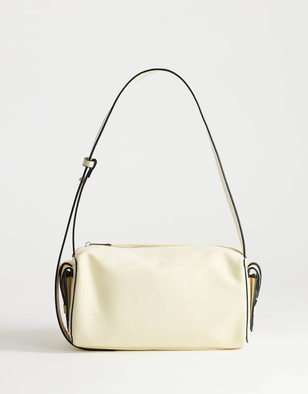Topshop Sabrina – mittlere Schultertasche aus Kunstleder mit Taschen in Creme