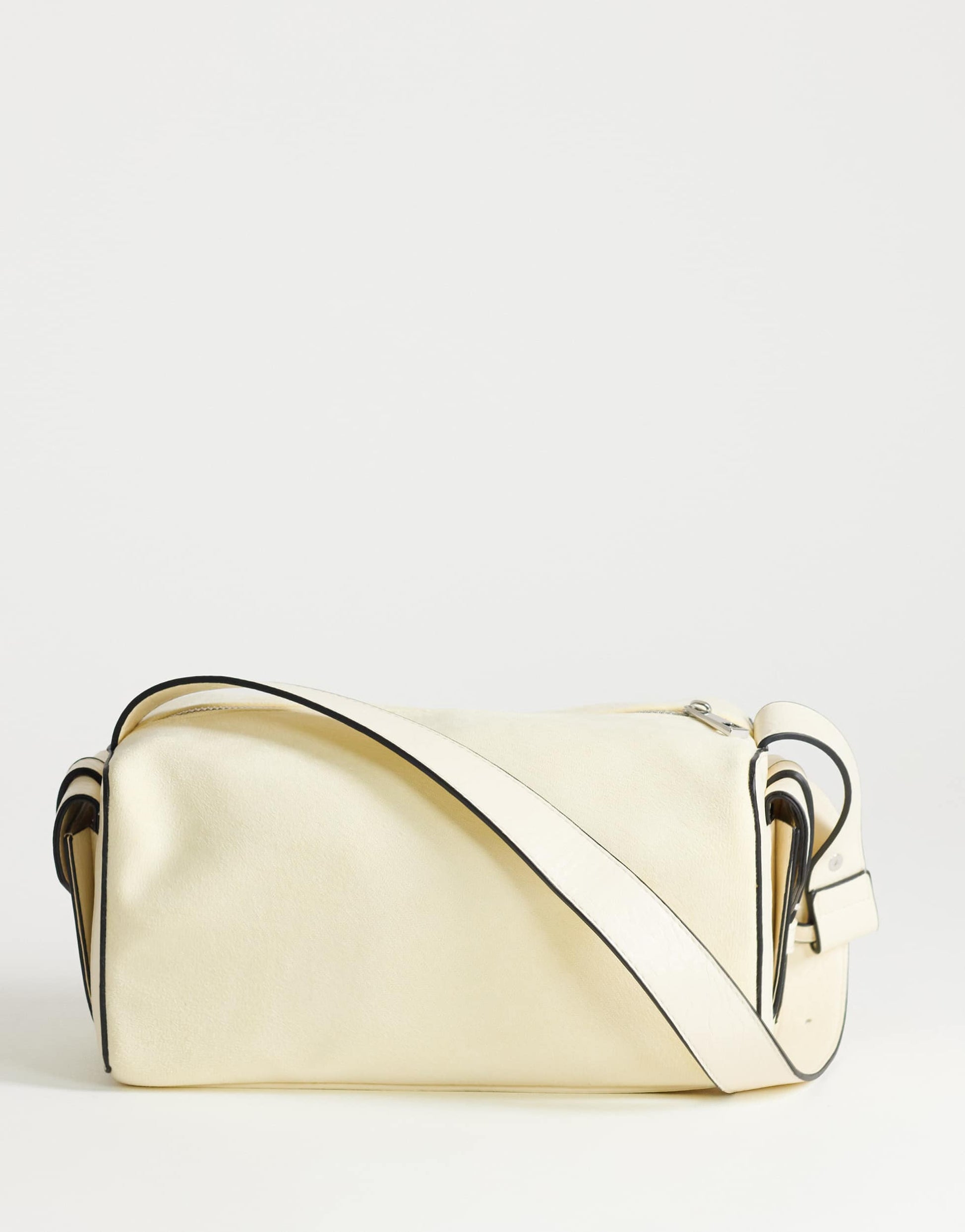 Topshop Sabrina medium suedette shoulder bag with pockets in cream
