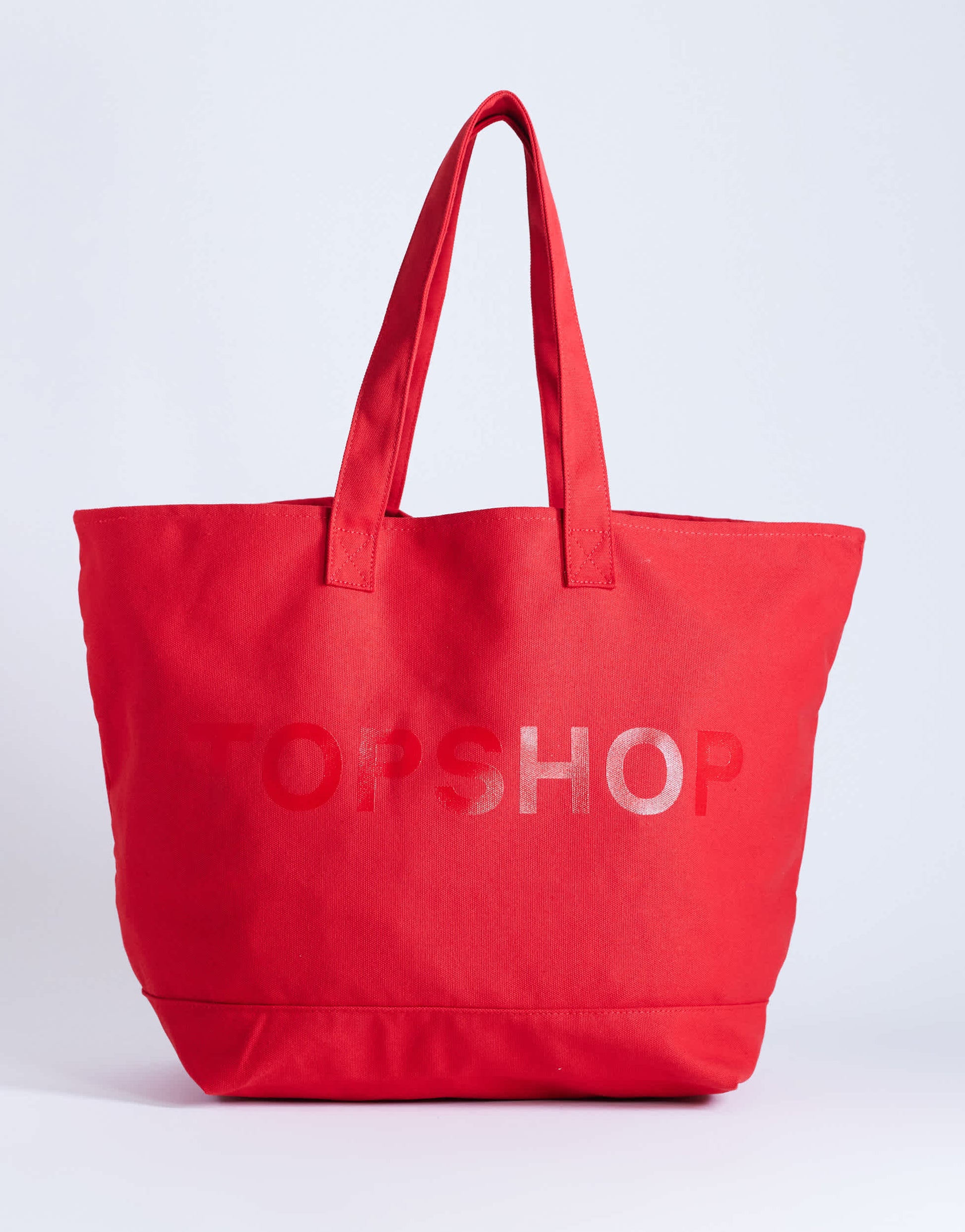 Topshop large canvas tote bag in red