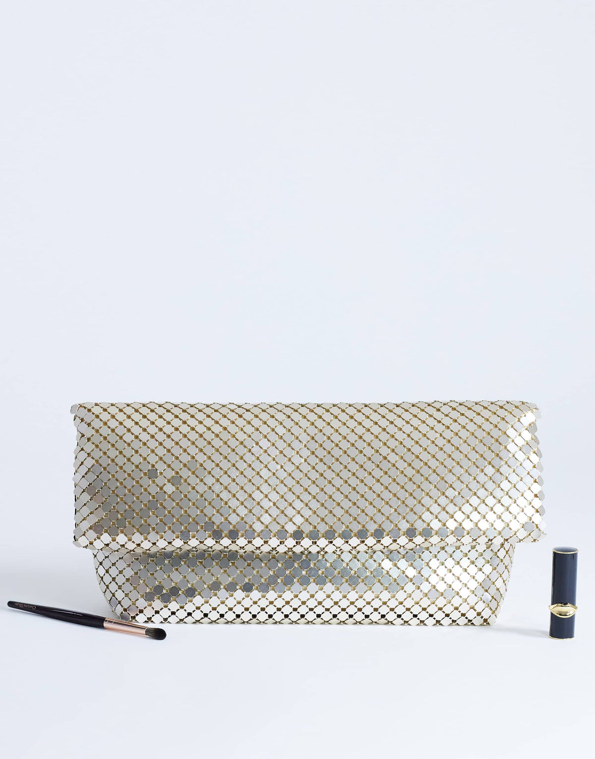Topshop Prince Chainmail oversized clutch bag in gold