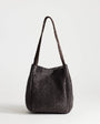 Topshop Singer medium weave shoulder bag in chocolate