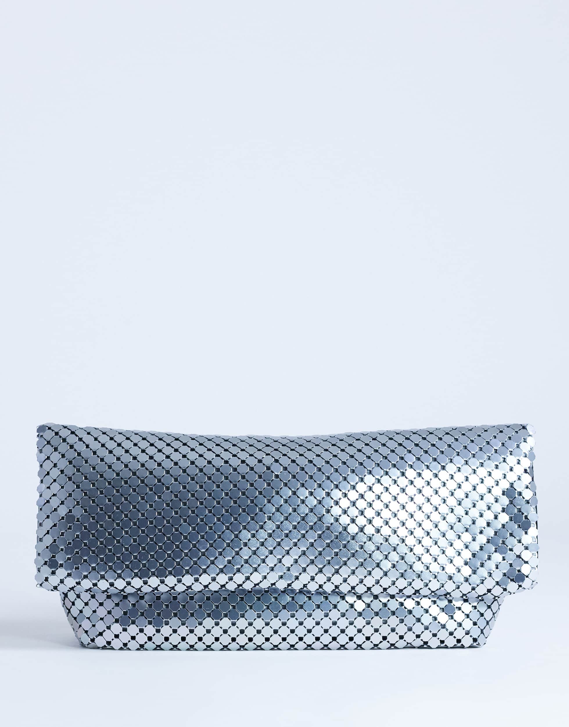 Topshop Prince Chainmail oversized clutch bag in silver