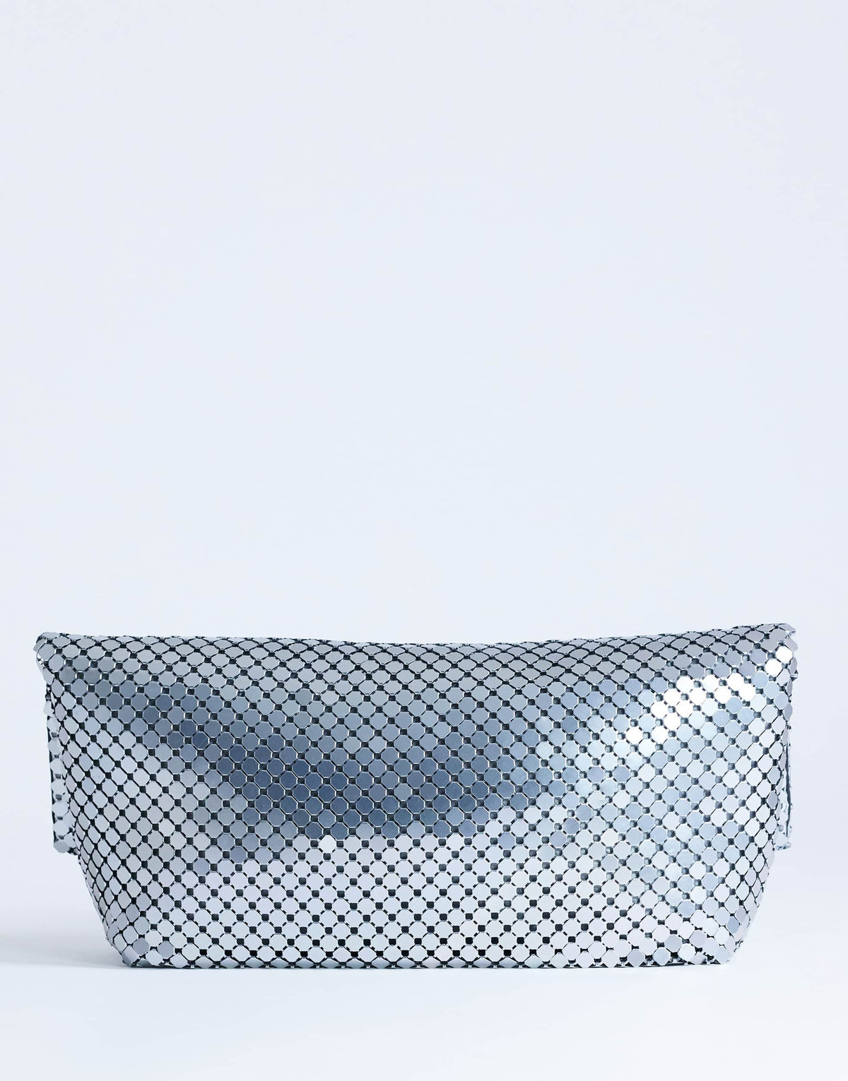 Topshop Prince Chainmail oversized clutch bag in silver