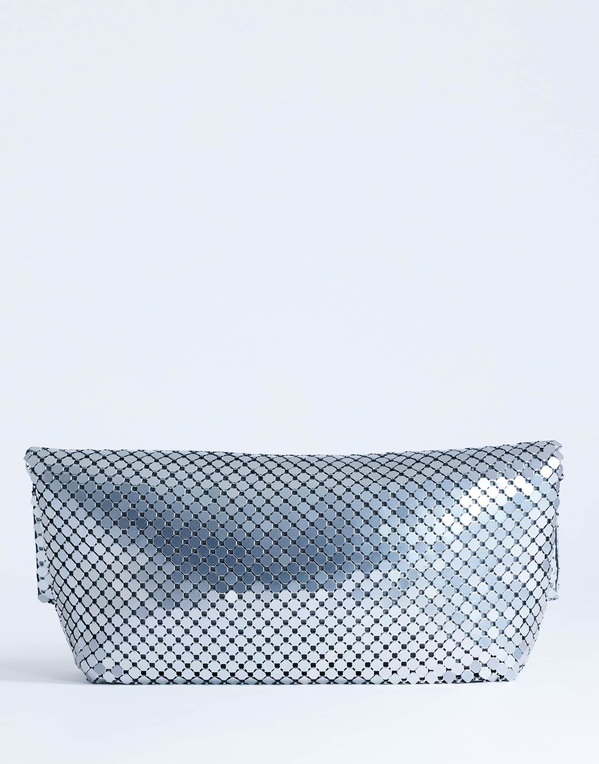 Topshop Prince Chainmail oversized clutch bag in silver