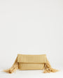 Topshop Tassel oversized weave clutch bag in natural