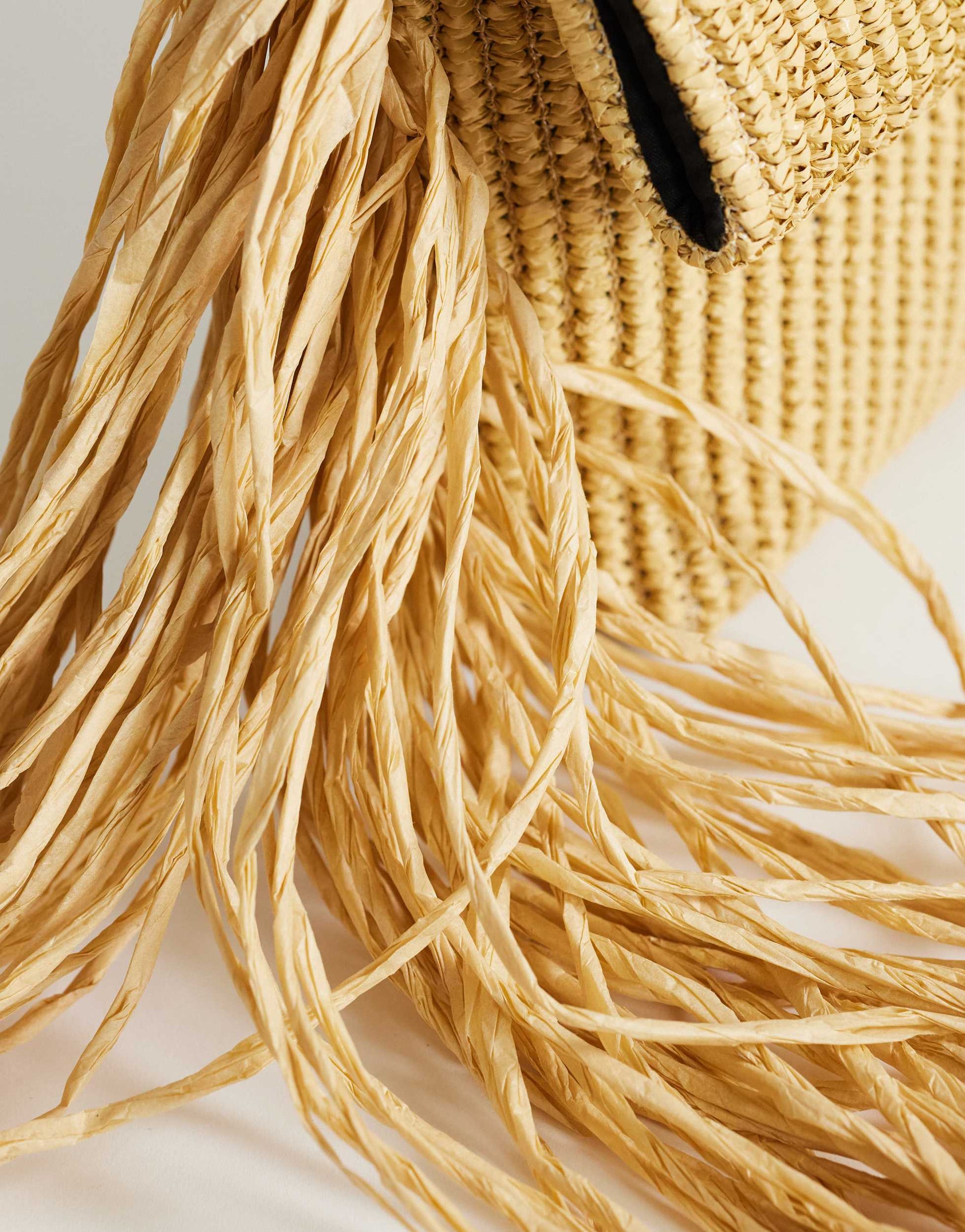 Topshop Tassel oversized weave clutch bag in natural