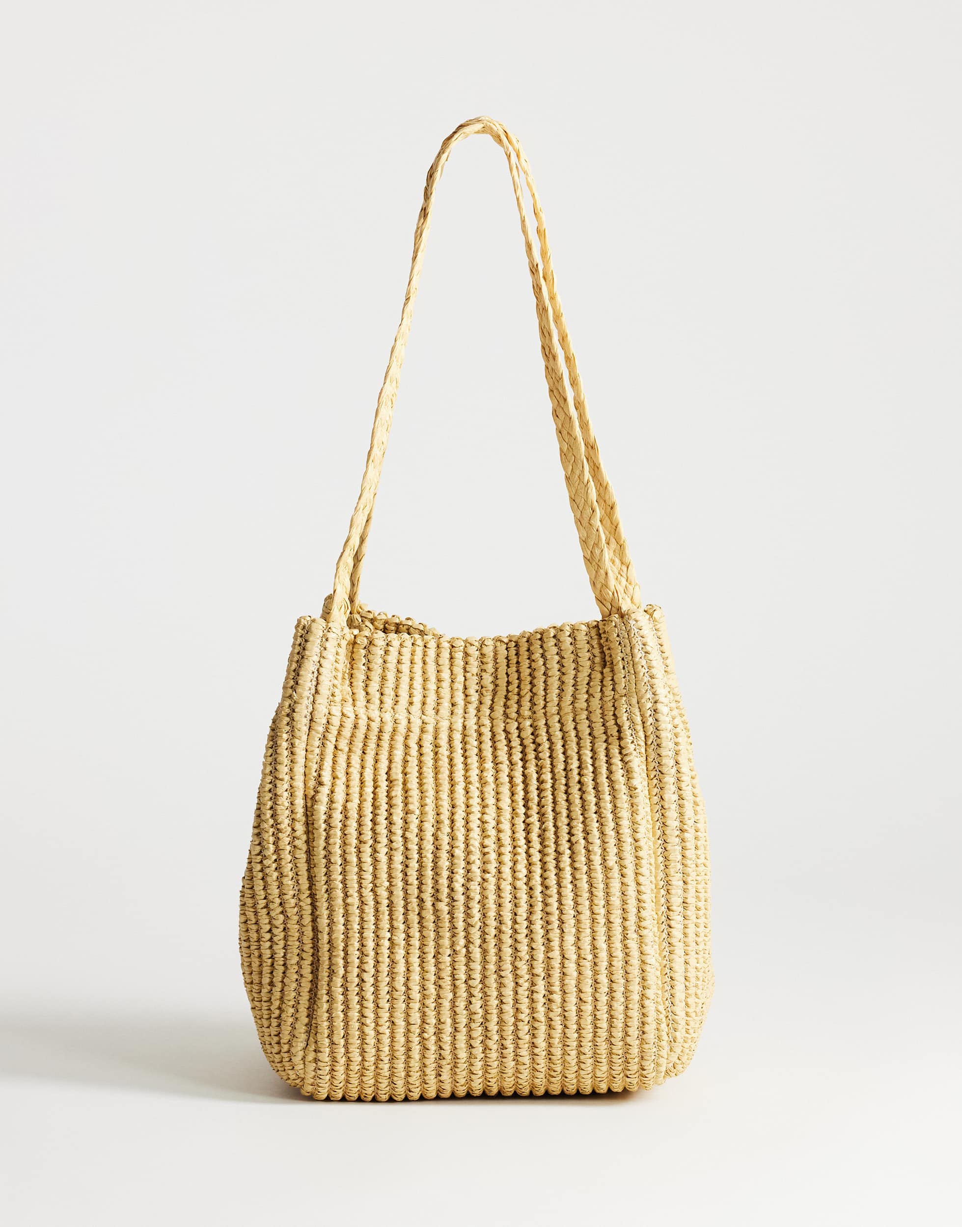 Topshop Singer weave shoulder bag in natural