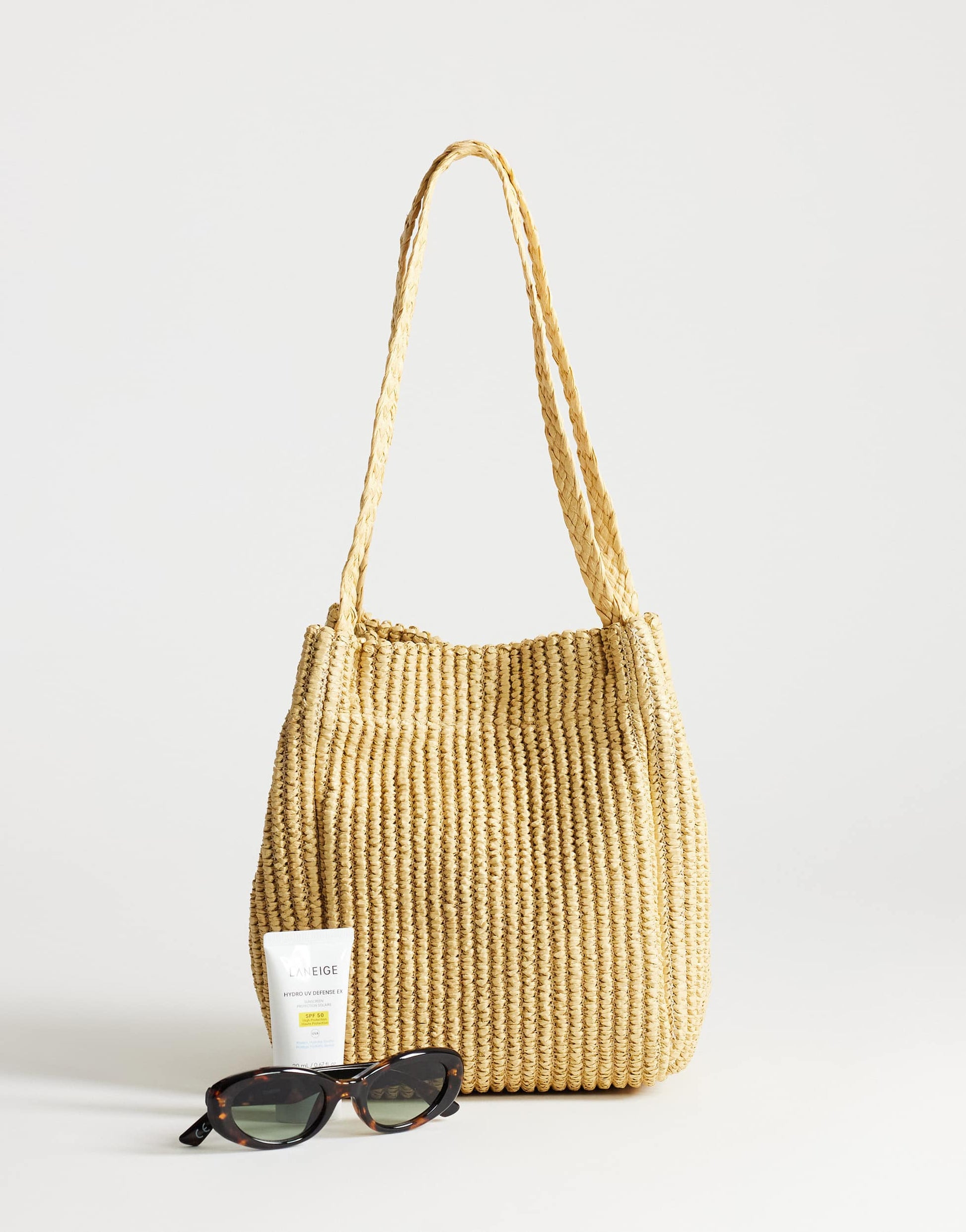 Topshop Singer weave shoulder bag in natural