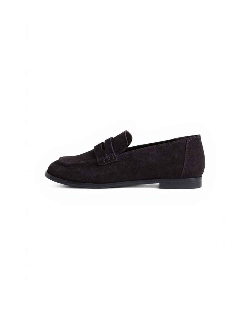 Topshop Charlie real leather flat loafer in chocolate suede