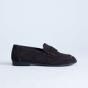 Topshop Charlie real leather flat loafer in chocolate suede