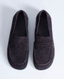 Topshop Charlie real leather flat loafer in chocolate suede