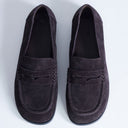 Topshop Charlie real leather flat loafer in chocolate suede