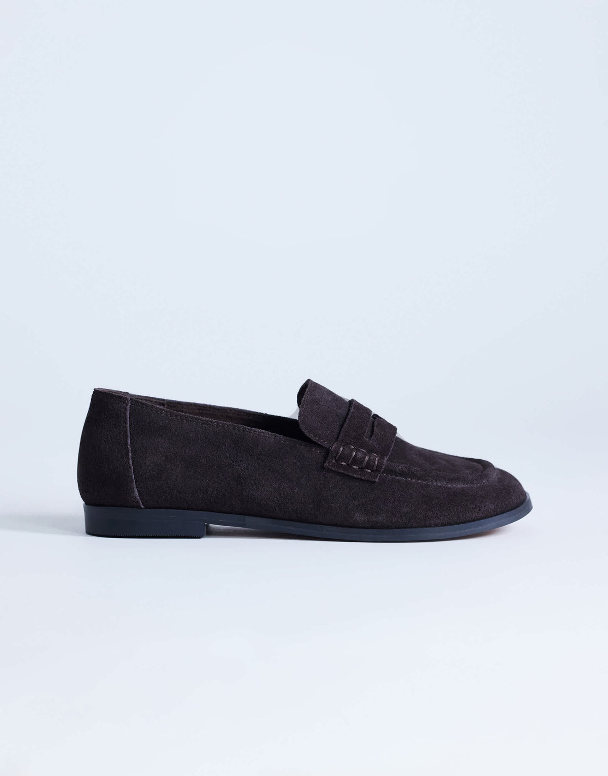 Topshop Charlie real leather flat loafer in chocolate suede