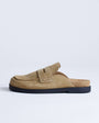 Topshop Addie real suede mule loafer in taupe