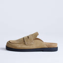 Topshop Addie real suede mule loafer in taupe