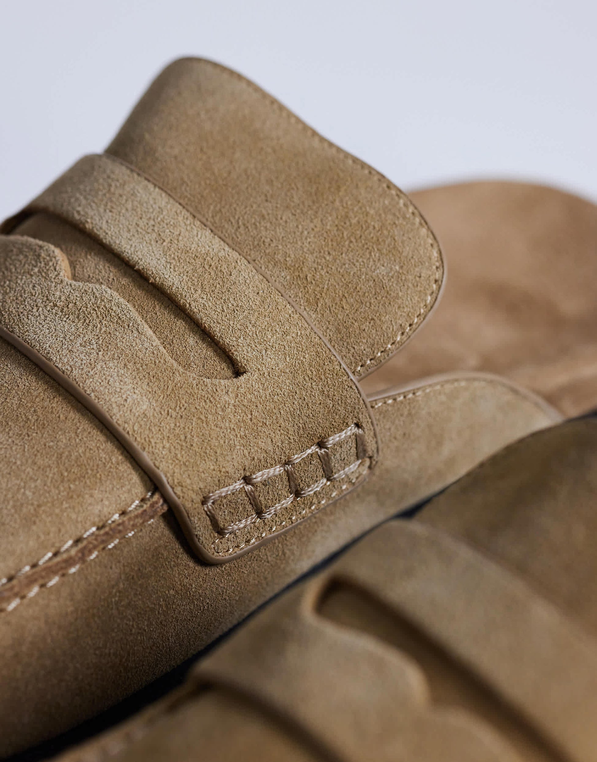 Topshop Addie real suede mule loafer in taupe