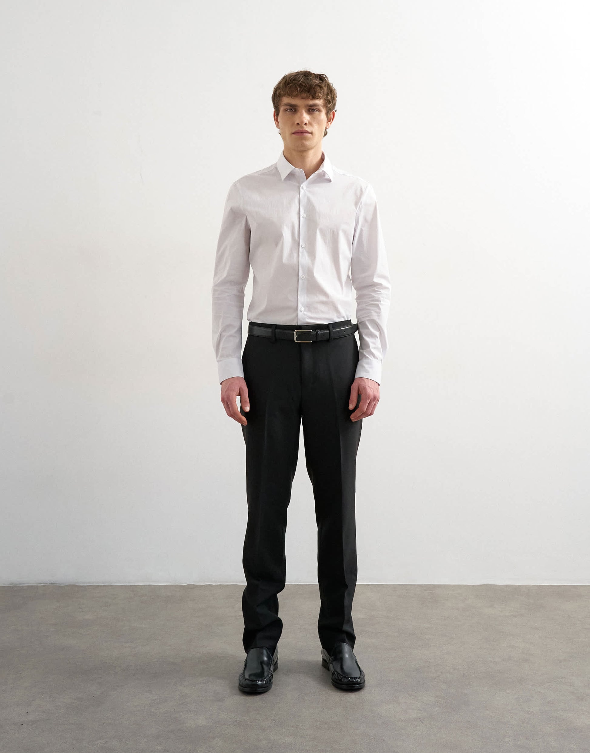 Topman slim fit long sleeve formal stretch shirt in white