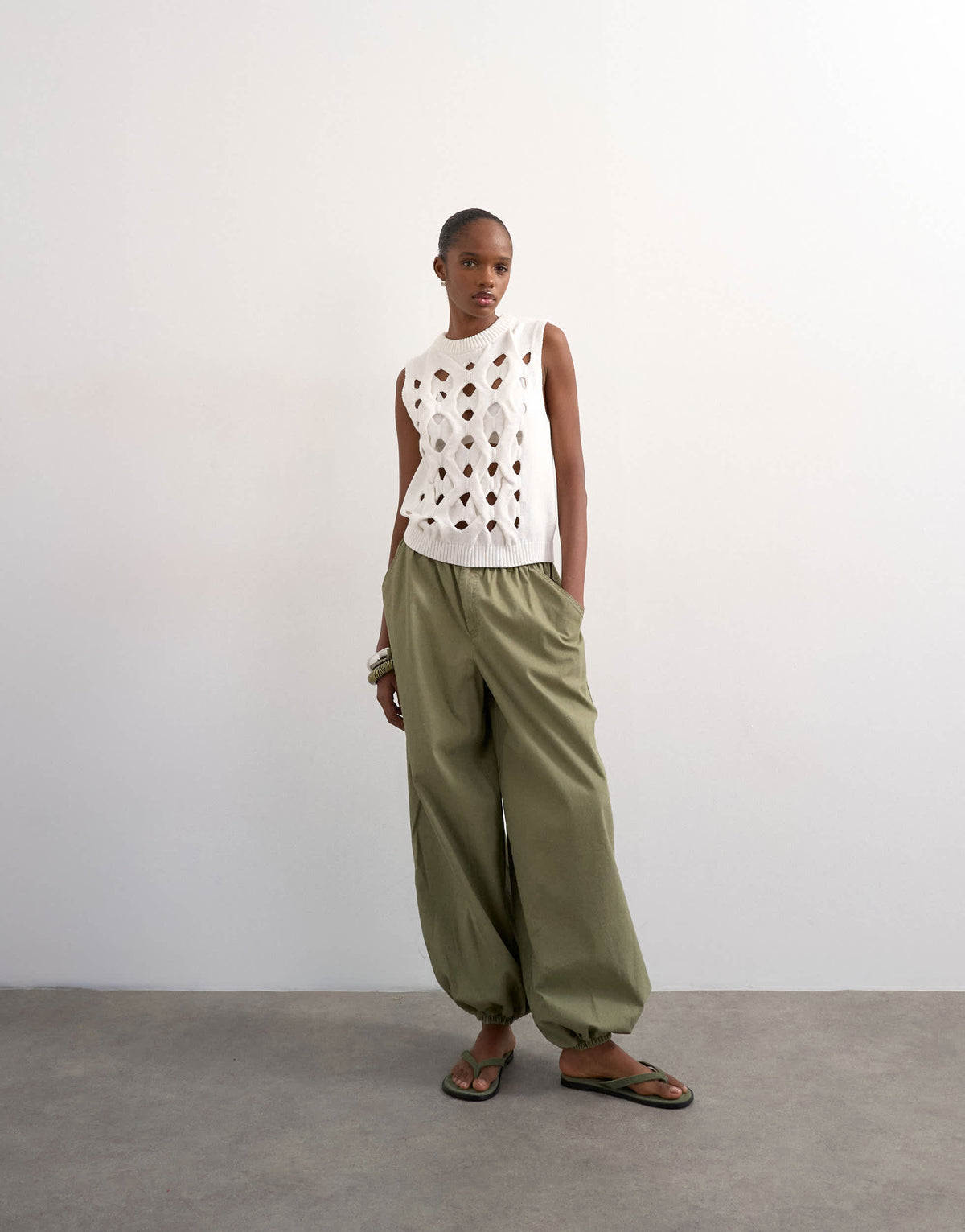 Topshop knitted 3D tank in ivory