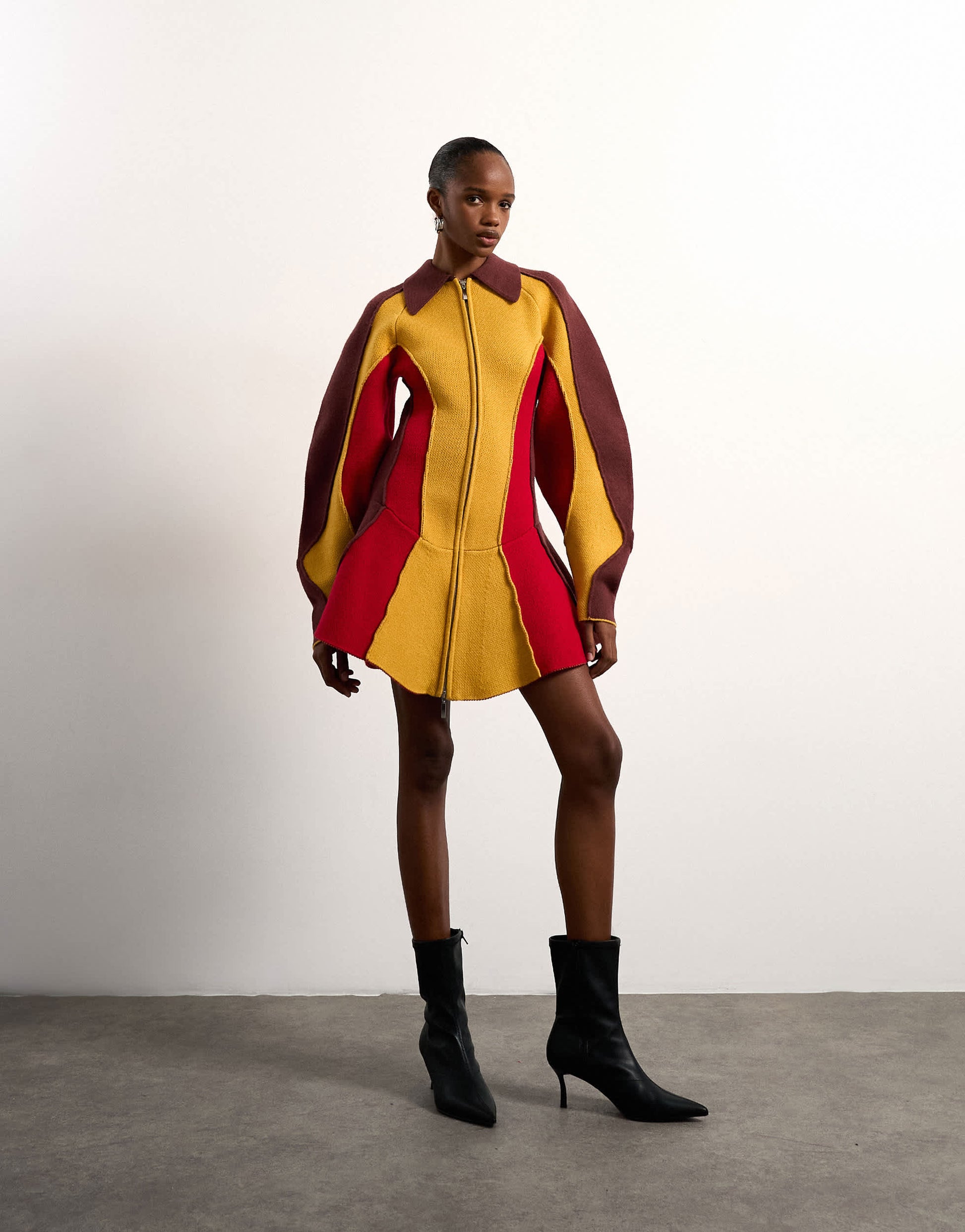 Tolu Coker x Topshop knitted ovoid sleeve structured dress in multi
