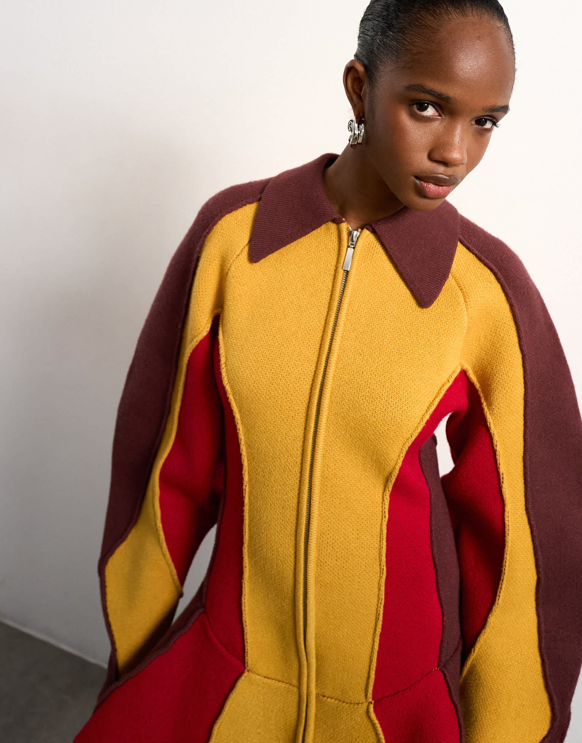 Tolu Coker x Topshop knitted ovoid sleeve structured dress in multi