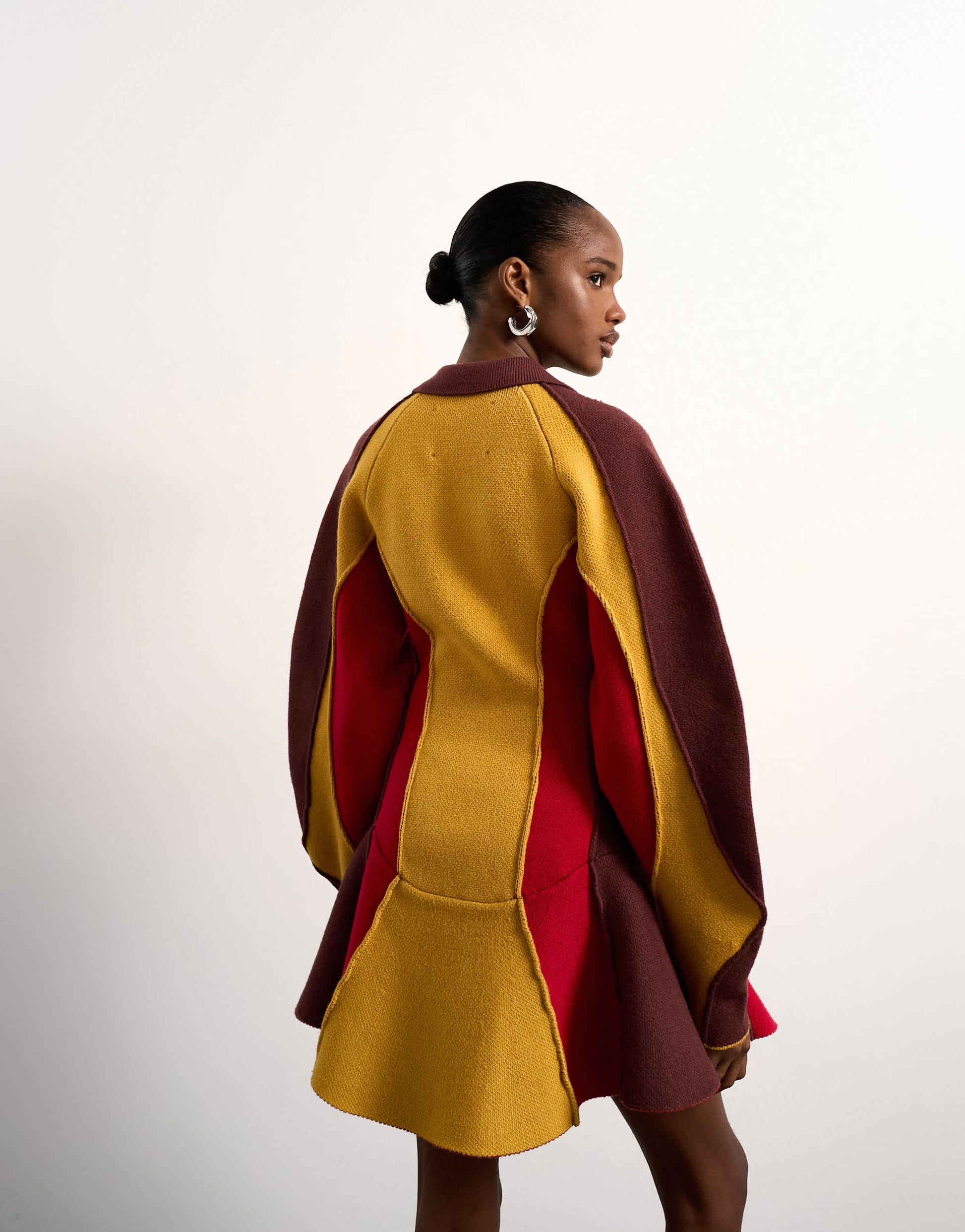 Tolu Coker x Topshop knitted ovoid sleeve structured dress in multi
