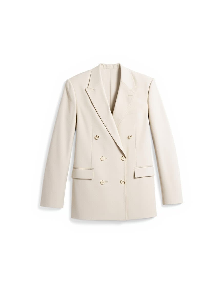Topman double breasted linen rich blazer in stone