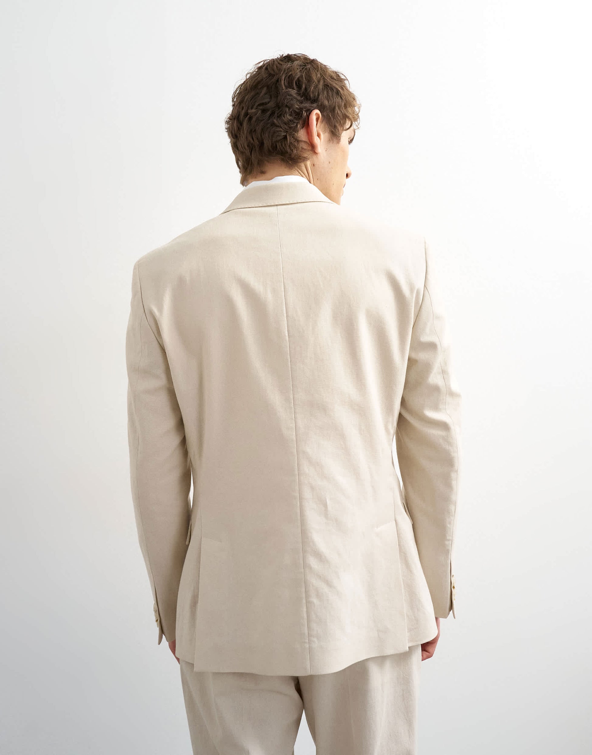 Topman double breasted linen rich blazer in stone