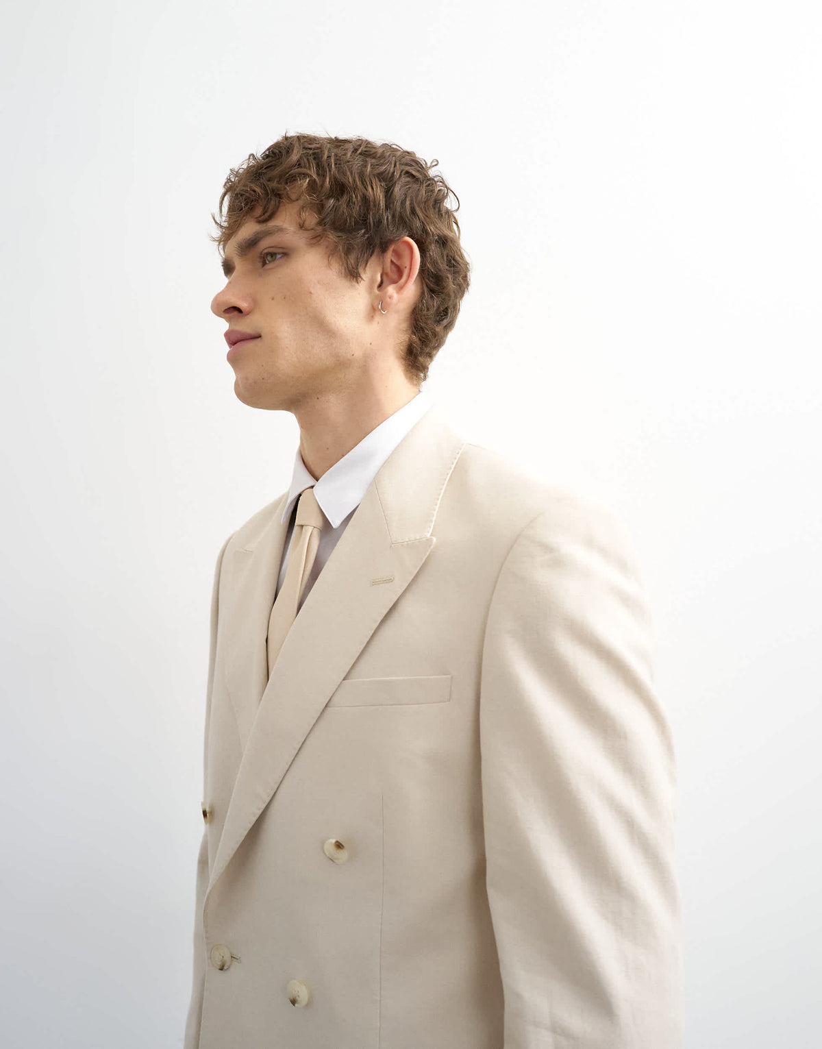Topman double breasted linen rich blazer in stone