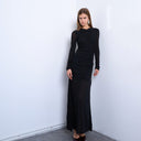 Topshop ruched front drop waist maxi dress in black
