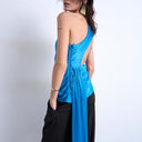 Topshop One-Shoulder-Top mit drapiertem Rückenausschnitt in Blau