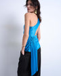 Topshop one shoulder top with drape back in blue