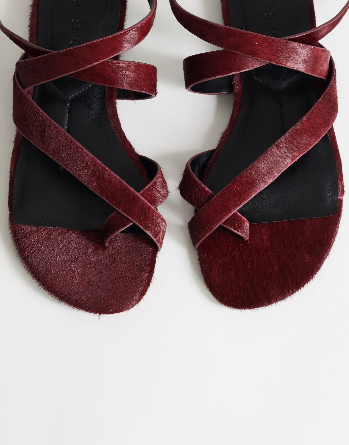 Topshop Erika flat sandal in red hair on real leather