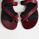 Topshop Erika flat sandal in red hair on real leather