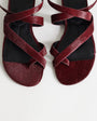 Topshop Erika flat sandal in red hair on real leather