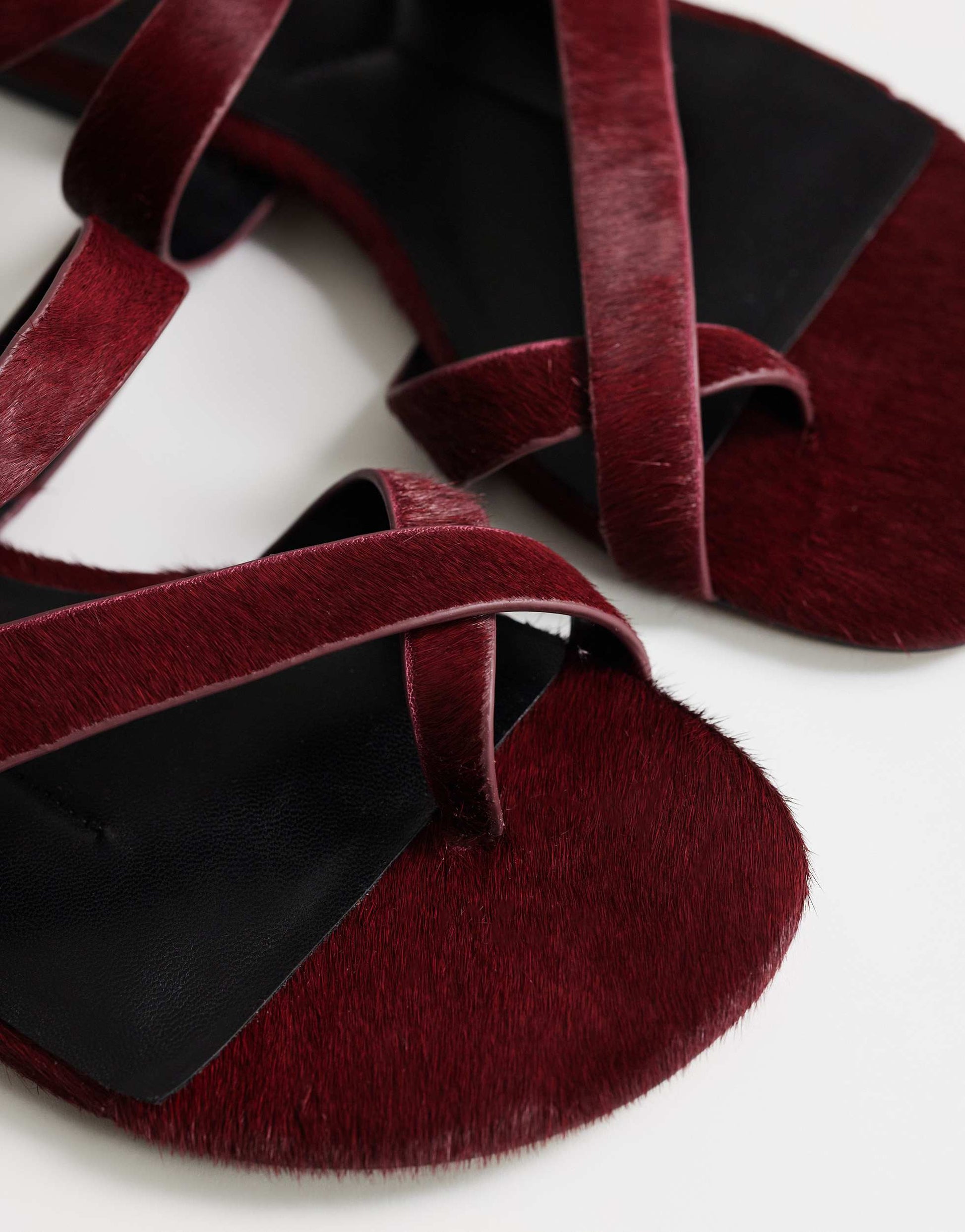 Topshop Erika flat sandal in red hair on real leather