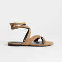 Topshop Erika real suede flat sandal in taupe