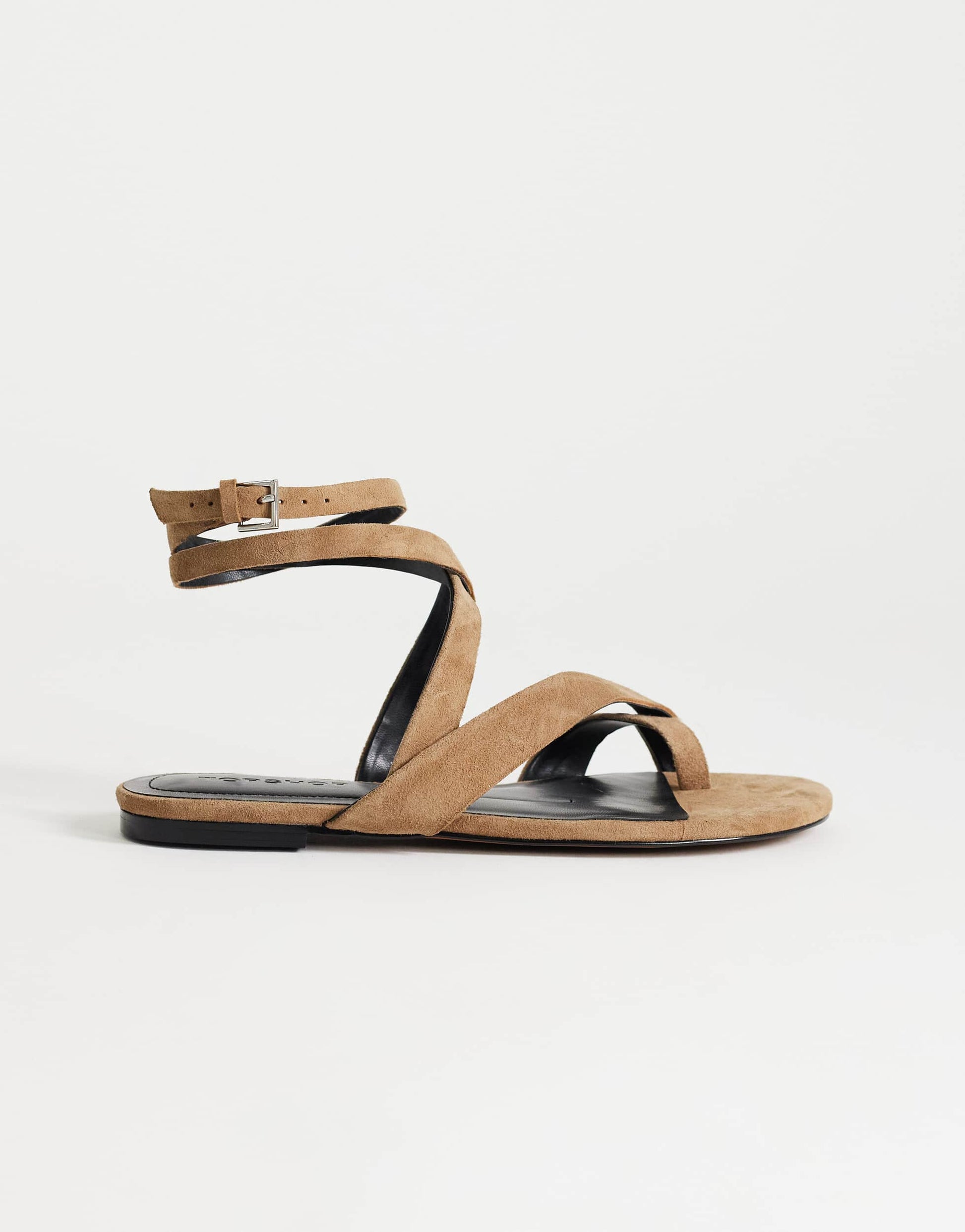 Topshop Erika real suede flat sandal in taupe