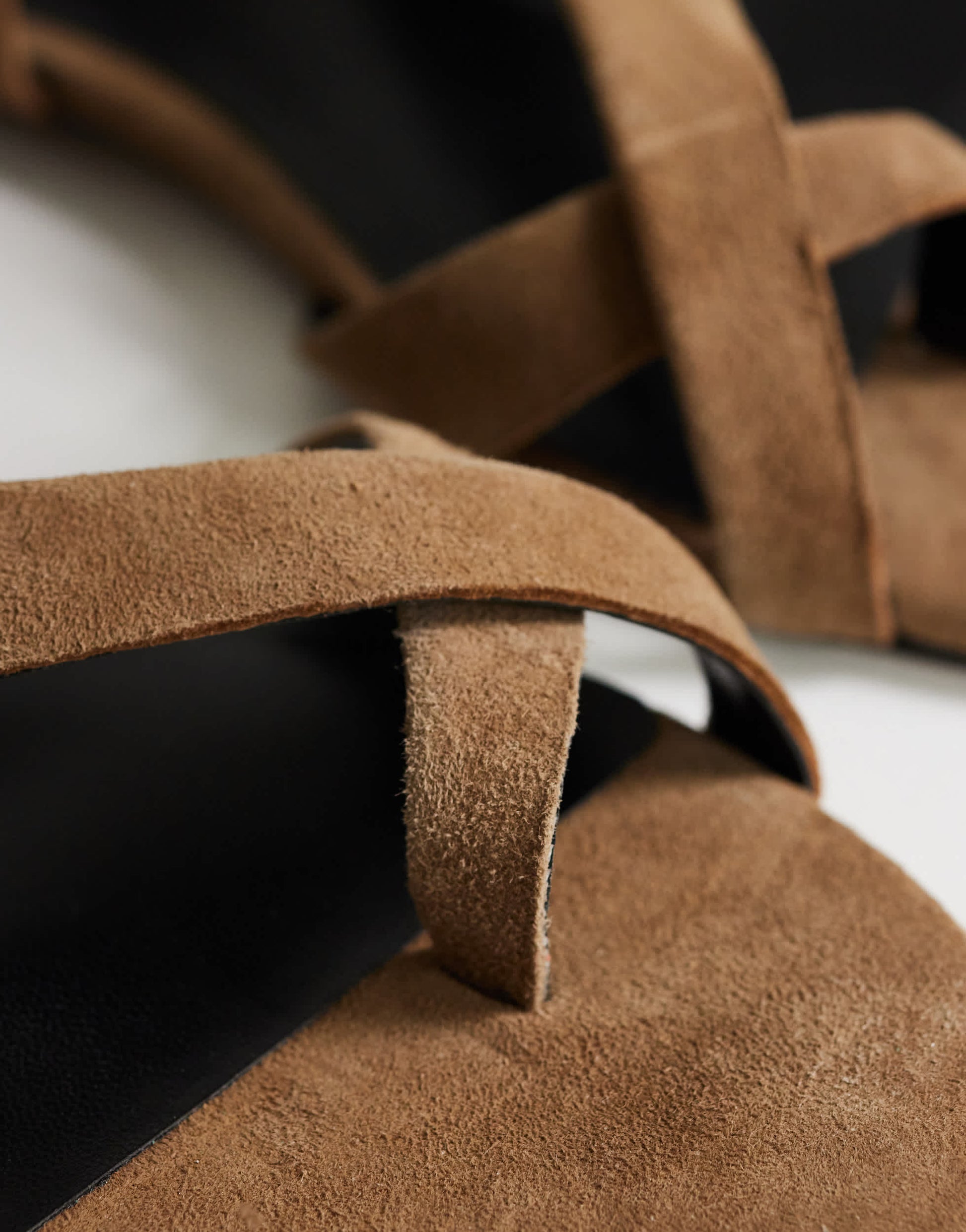 Topshop Erika real suede flat sandal in taupe