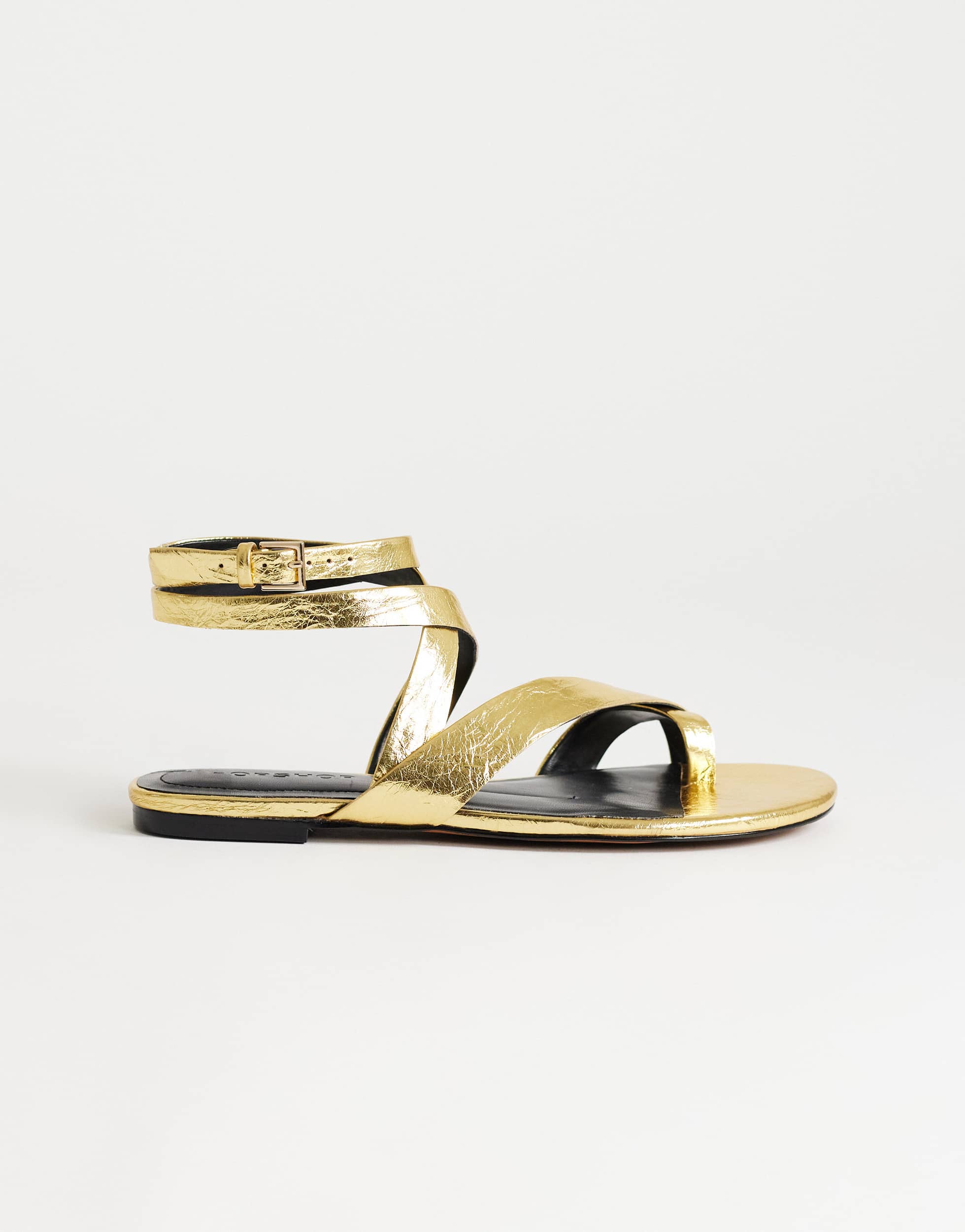 Topshop Erika flat sandal in gold