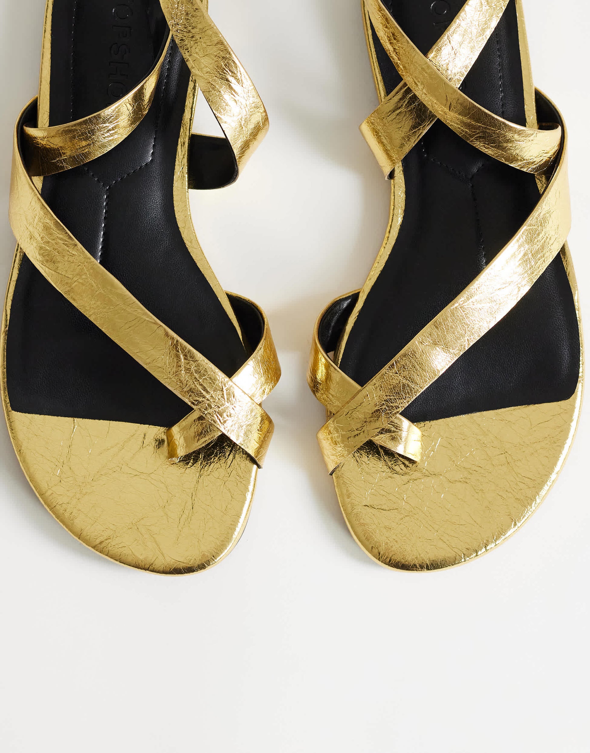 Topshop Erika flat sandal in gold