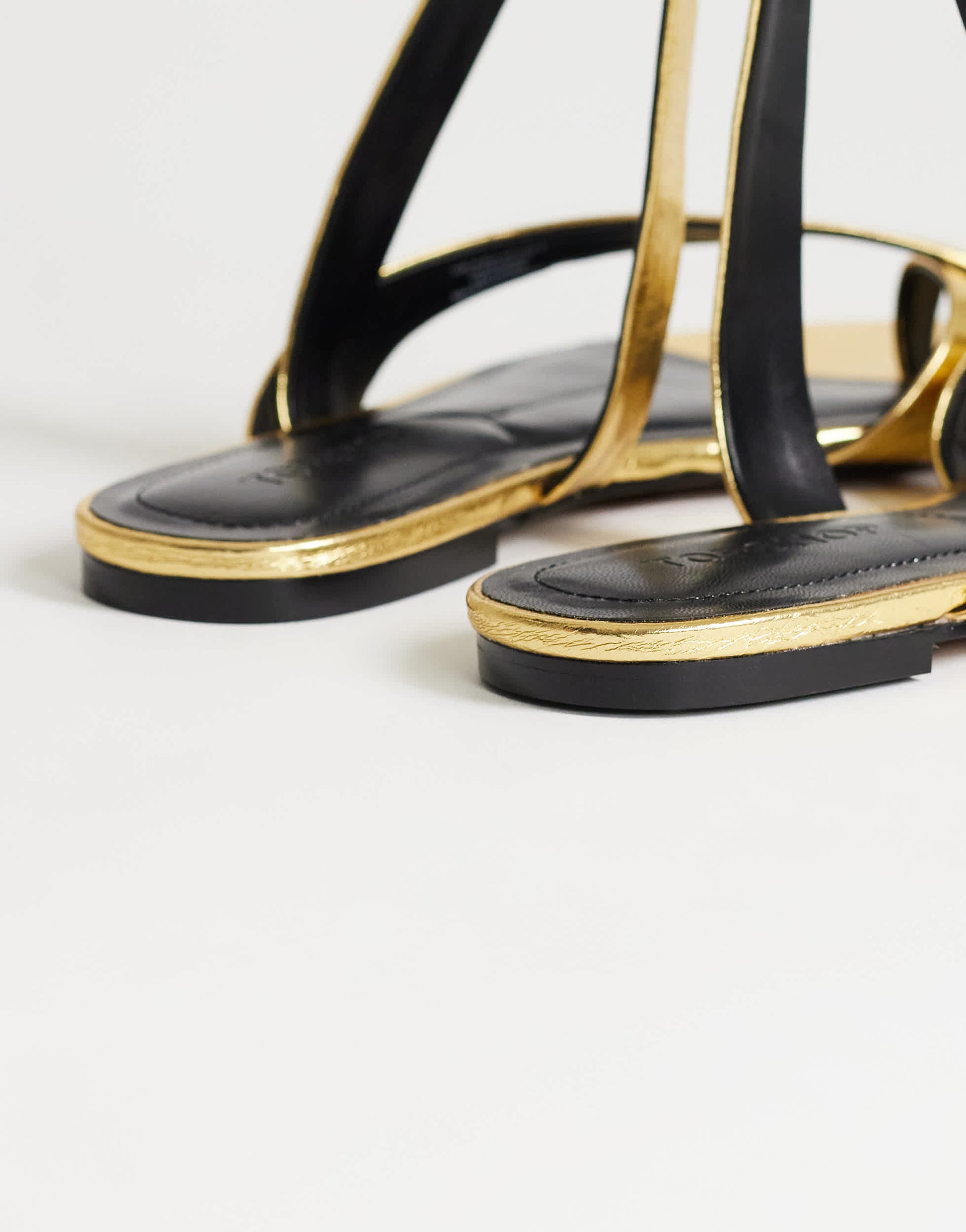 Topshop Erika flat sandal in gold