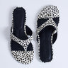 Topshop Sisi toe thong flat sandal in dalmatian print hair on real leather