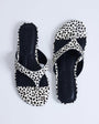 Topshop Sisi toe thong flat sandal in dalmatian print hair on real leather
